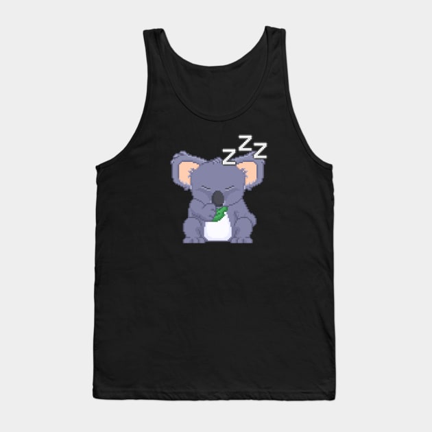 Pixel Art Sleepy Koala Tank Top by PixelCarvel